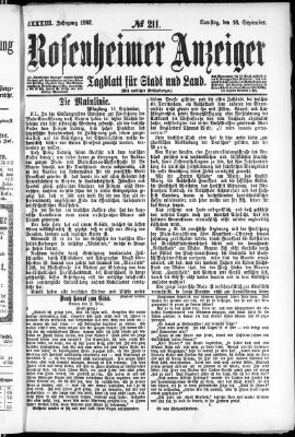 Rosenheimer Anzeiger Samstag 18. September 1897