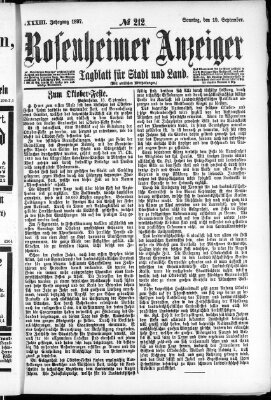 Rosenheimer Anzeiger Sonntag 19. September 1897