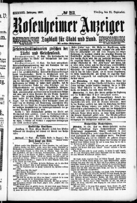 Rosenheimer Anzeiger Dienstag 21. September 1897