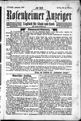 Rosenheimer Anzeiger Freitag 1. Oktober 1897