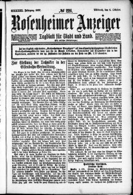 Rosenheimer Anzeiger Mittwoch 6. Oktober 1897