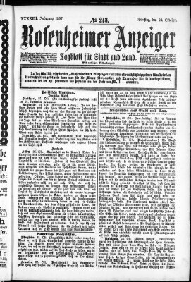 Rosenheimer Anzeiger Dienstag 26. Oktober 1897