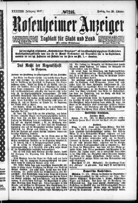 Rosenheimer Anzeiger Freitag 29. Oktober 1897