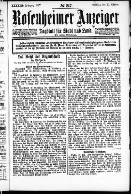 Rosenheimer Anzeiger Samstag 30. Oktober 1897