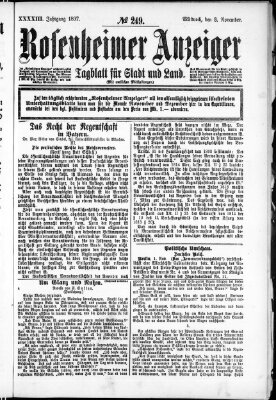 Rosenheimer Anzeiger Mittwoch 3. November 1897