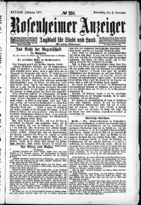 Rosenheimer Anzeiger Donnerstag 4. November 1897