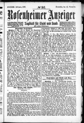 Rosenheimer Anzeiger Donnerstag 18. November 1897