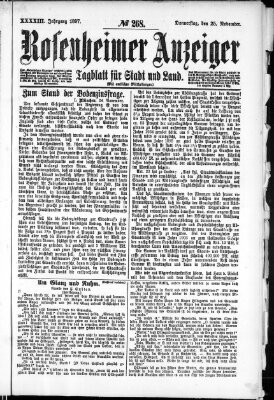 Rosenheimer Anzeiger Donnerstag 25. November 1897