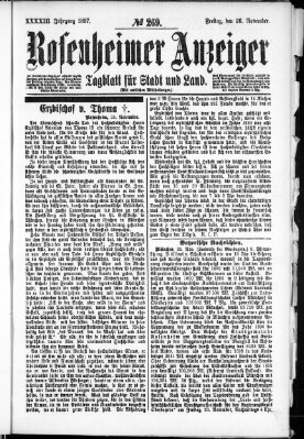 Rosenheimer Anzeiger Freitag 26. November 1897