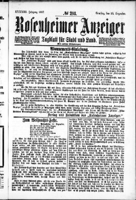 Rosenheimer Anzeiger Samstag 25. Dezember 1897