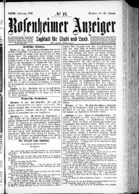 Rosenheimer Anzeiger Sonntag 23. Januar 1898