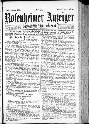 Rosenheimer Anzeiger Dienstag 1. Februar 1898