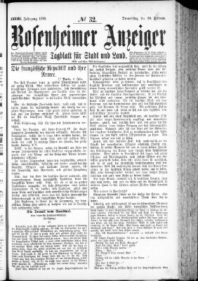 Rosenheimer Anzeiger Donnerstag 10. Februar 1898