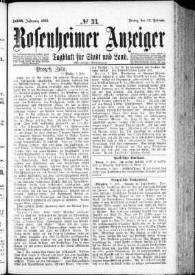 Rosenheimer Anzeiger Freitag 11. Februar 1898