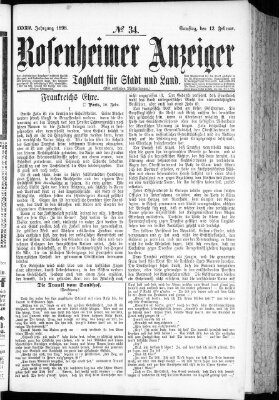 Rosenheimer Anzeiger Samstag 12. Februar 1898