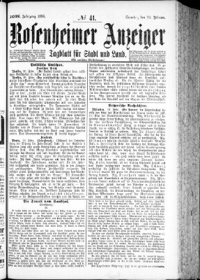 Rosenheimer Anzeiger Sonntag 20. Februar 1898