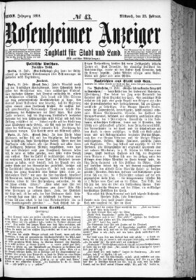 Rosenheimer Anzeiger Mittwoch 23. Februar 1898