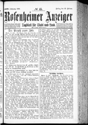 Rosenheimer Anzeiger Freitag 25. Februar 1898