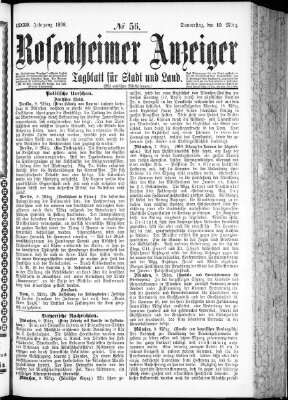 Rosenheimer Anzeiger Donnerstag 10. März 1898