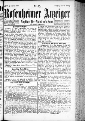 Rosenheimer Anzeiger Dienstag 22. März 1898