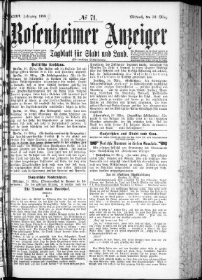 Rosenheimer Anzeiger Mittwoch 30. März 1898