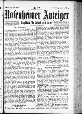 Rosenheimer Anzeiger Donnerstag 31. März 1898