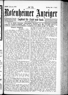 Rosenheimer Anzeiger Freitag 1. April 1898