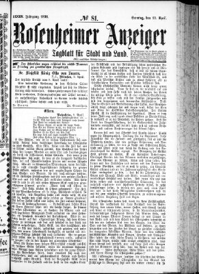 Rosenheimer Anzeiger Sonntag 10. April 1898