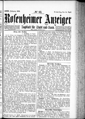 Rosenheimer Anzeiger Donnerstag 14. April 1898