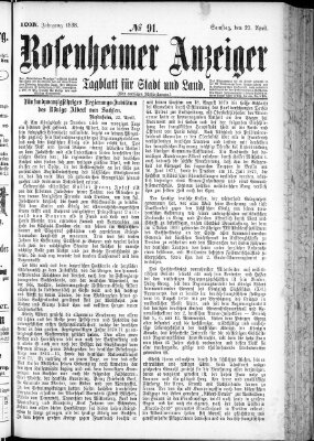 Rosenheimer Anzeiger Samstag 23. April 1898