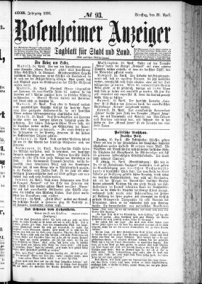 Rosenheimer Anzeiger Dienstag 26. April 1898