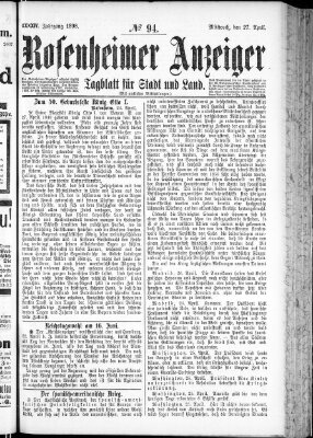 Rosenheimer Anzeiger Mittwoch 27. April 1898