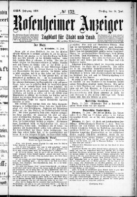 Rosenheimer Anzeiger Dienstag 14. Juni 1898