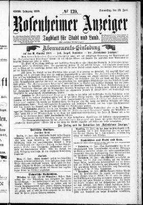 Rosenheimer Anzeiger Donnerstag 23. Juni 1898