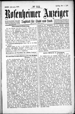 Rosenheimer Anzeiger Freitag 1. Juli 1898