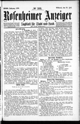 Rosenheimer Anzeiger Mittwoch 20. Juli 1898