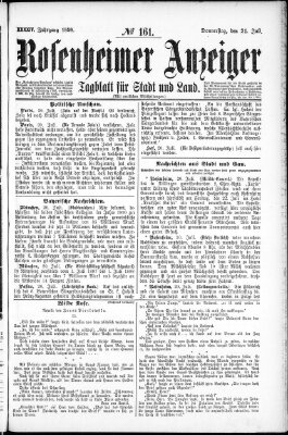 Rosenheimer Anzeiger Donnerstag 21. Juli 1898