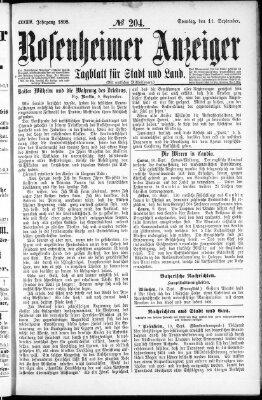 Rosenheimer Anzeiger Sonntag 11. September 1898