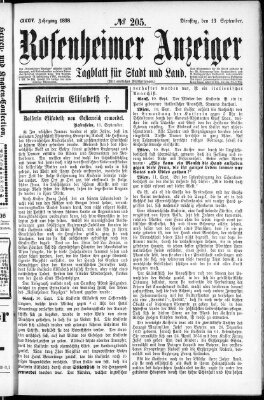 Rosenheimer Anzeiger Dienstag 13. September 1898