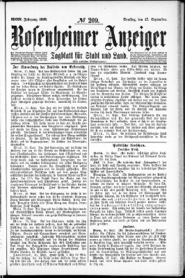 Rosenheimer Anzeiger Samstag 17. September 1898