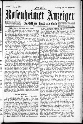 Rosenheimer Anzeiger Sonntag 18. September 1898