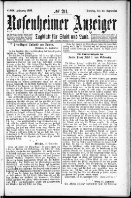 Rosenheimer Anzeiger Dienstag 20. September 1898