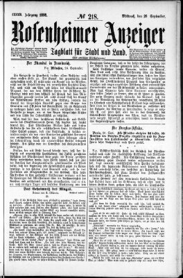 Rosenheimer Anzeiger Mittwoch 28. September 1898