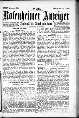 Rosenheimer Anzeiger Mittwoch 12. Oktober 1898