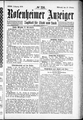 Rosenheimer Anzeiger Mittwoch 19. Oktober 1898