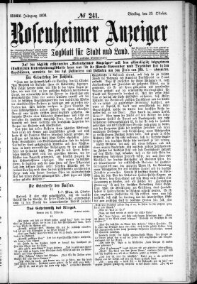 Rosenheimer Anzeiger Dienstag 25. Oktober 1898