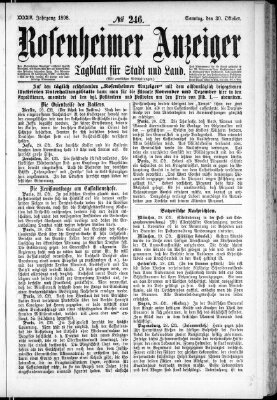 Rosenheimer Anzeiger Sonntag 30. Oktober 1898