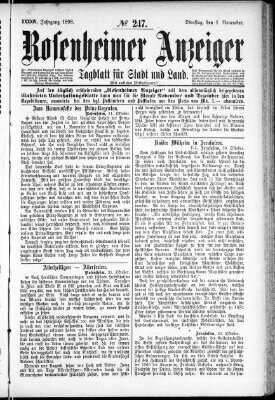 Rosenheimer Anzeiger Dienstag 1. November 1898