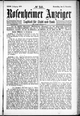 Rosenheimer Anzeiger Donnerstag 3. November 1898