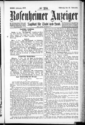 Rosenheimer Anzeiger Mittwoch 16. November 1898